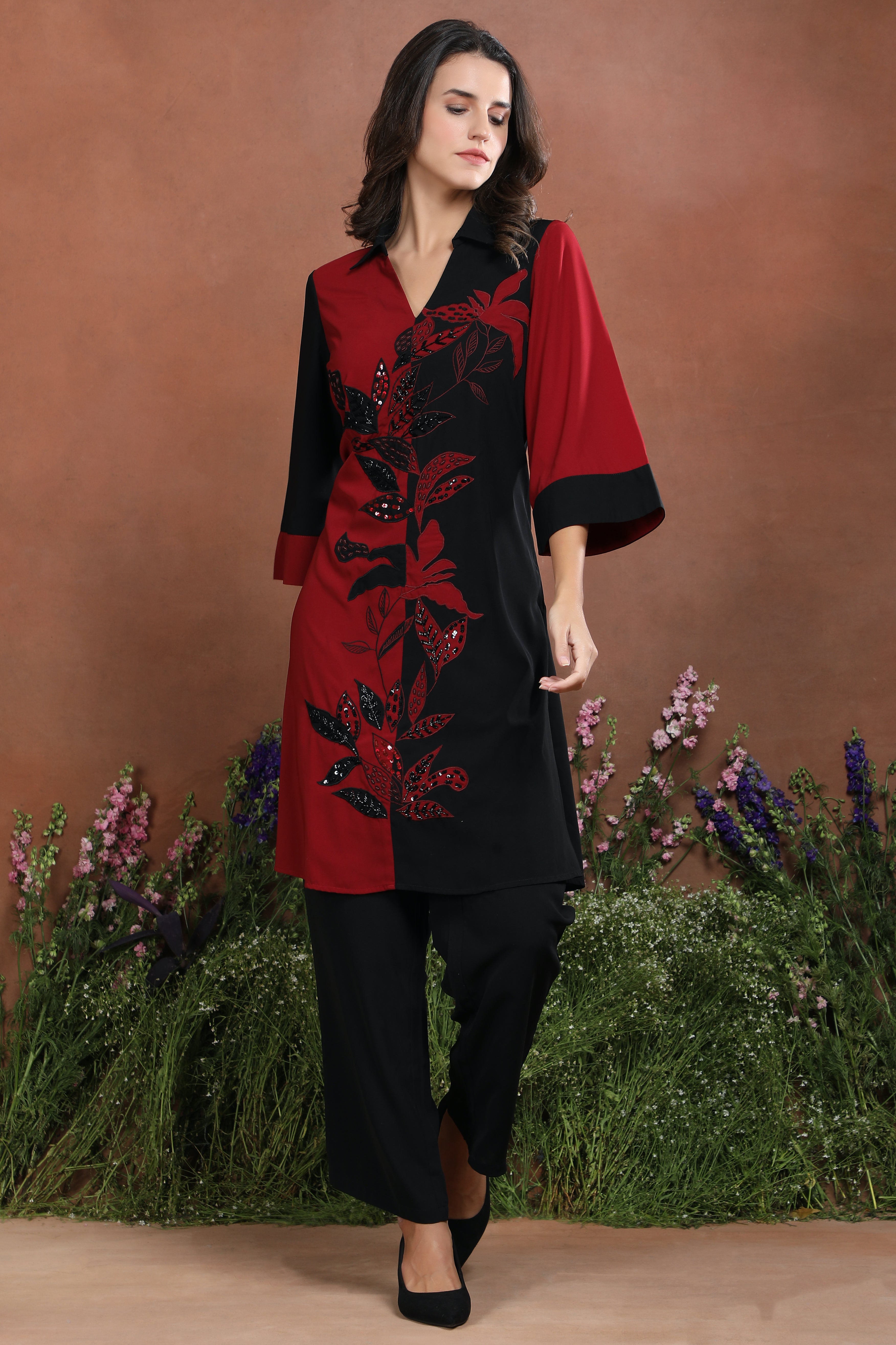 Crimson Noir Botanical Crepe Set