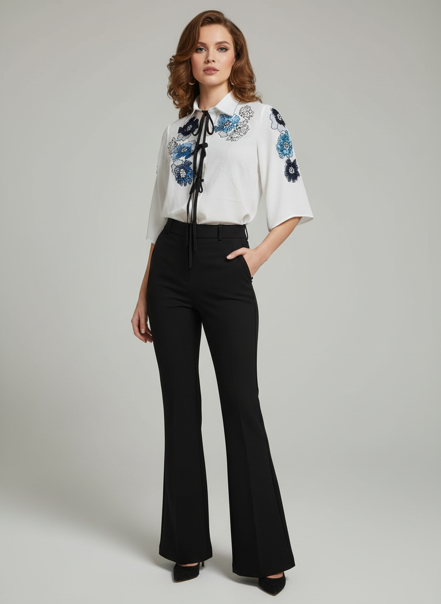 Noir Bloom Embroidered Shirt