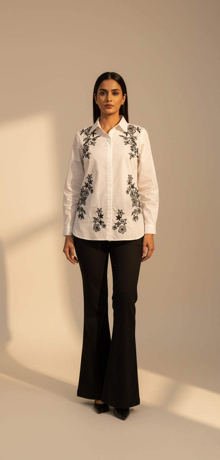 Ivory Noir Embroidered Shirt