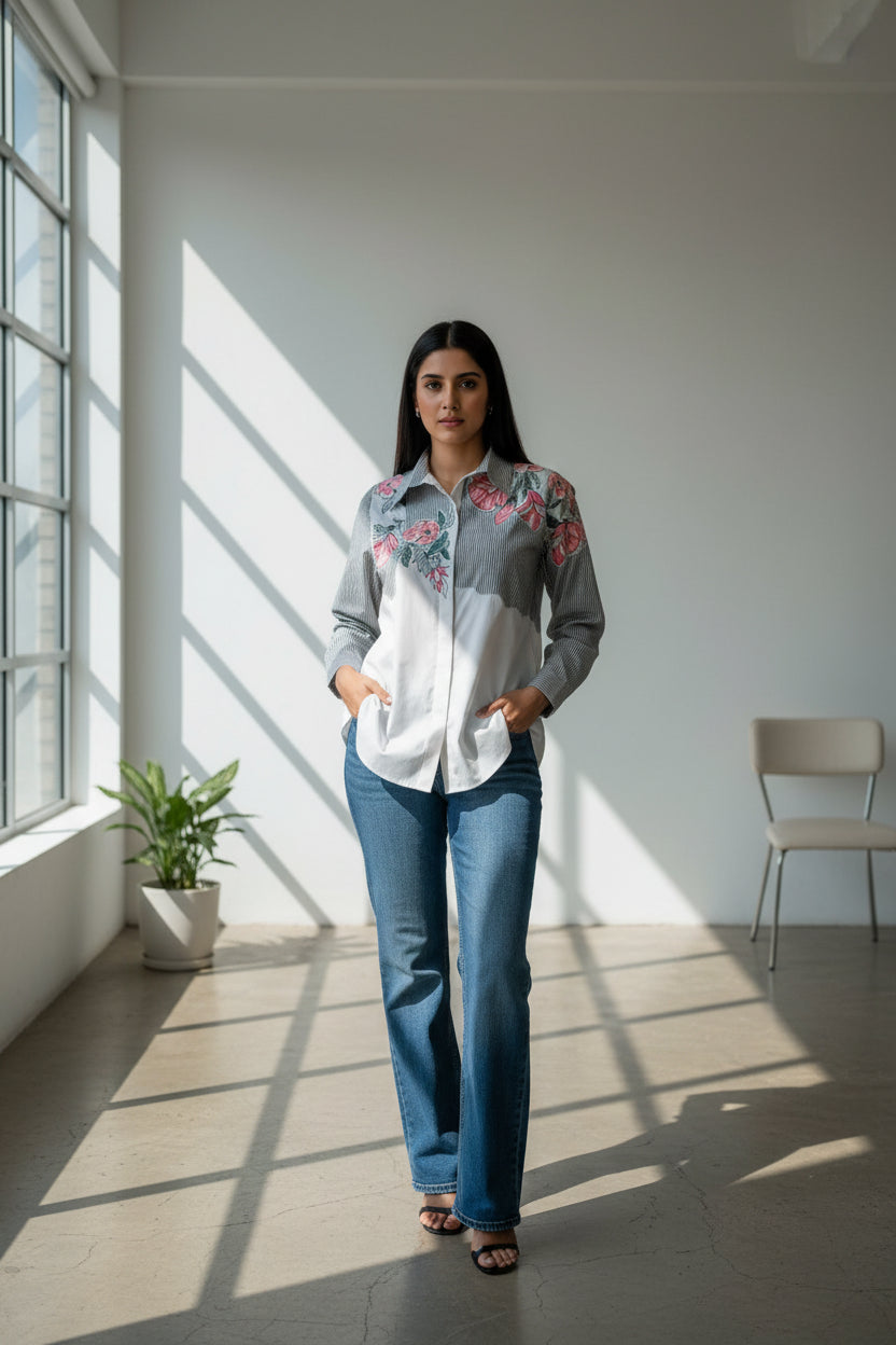Blush Bloom Panel Shirt