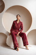 Maroon Tribal Print Co-Ord Set