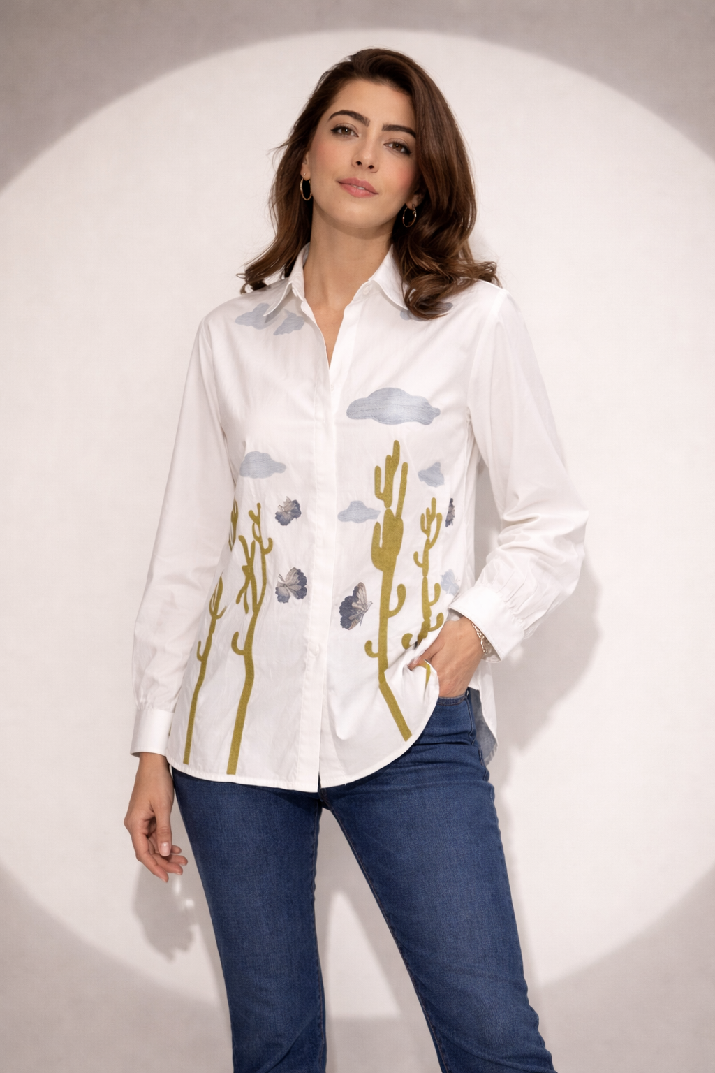 Desert Bloom Printed White Shirt