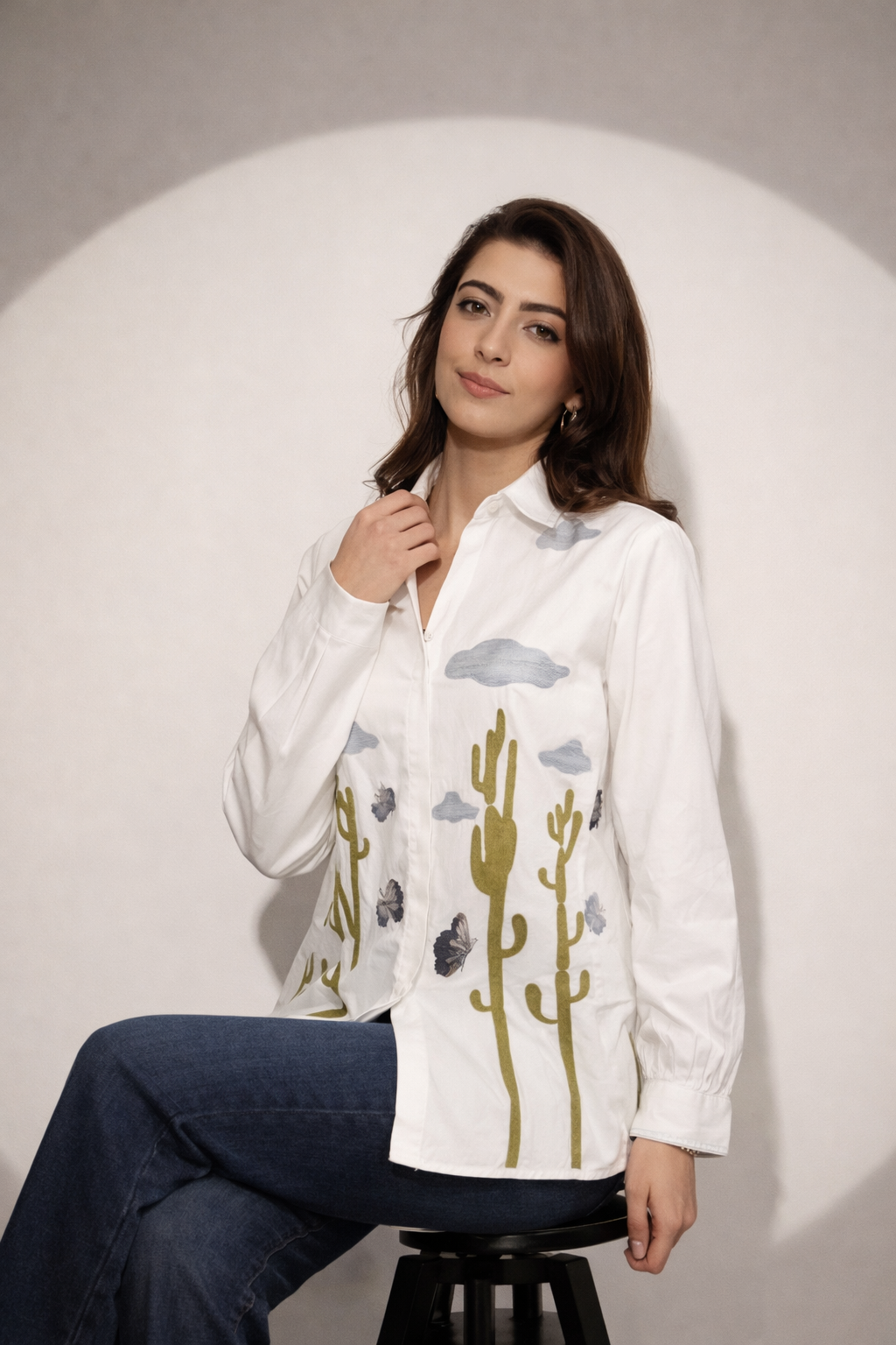 Desert Bloom Printed White Shirt
