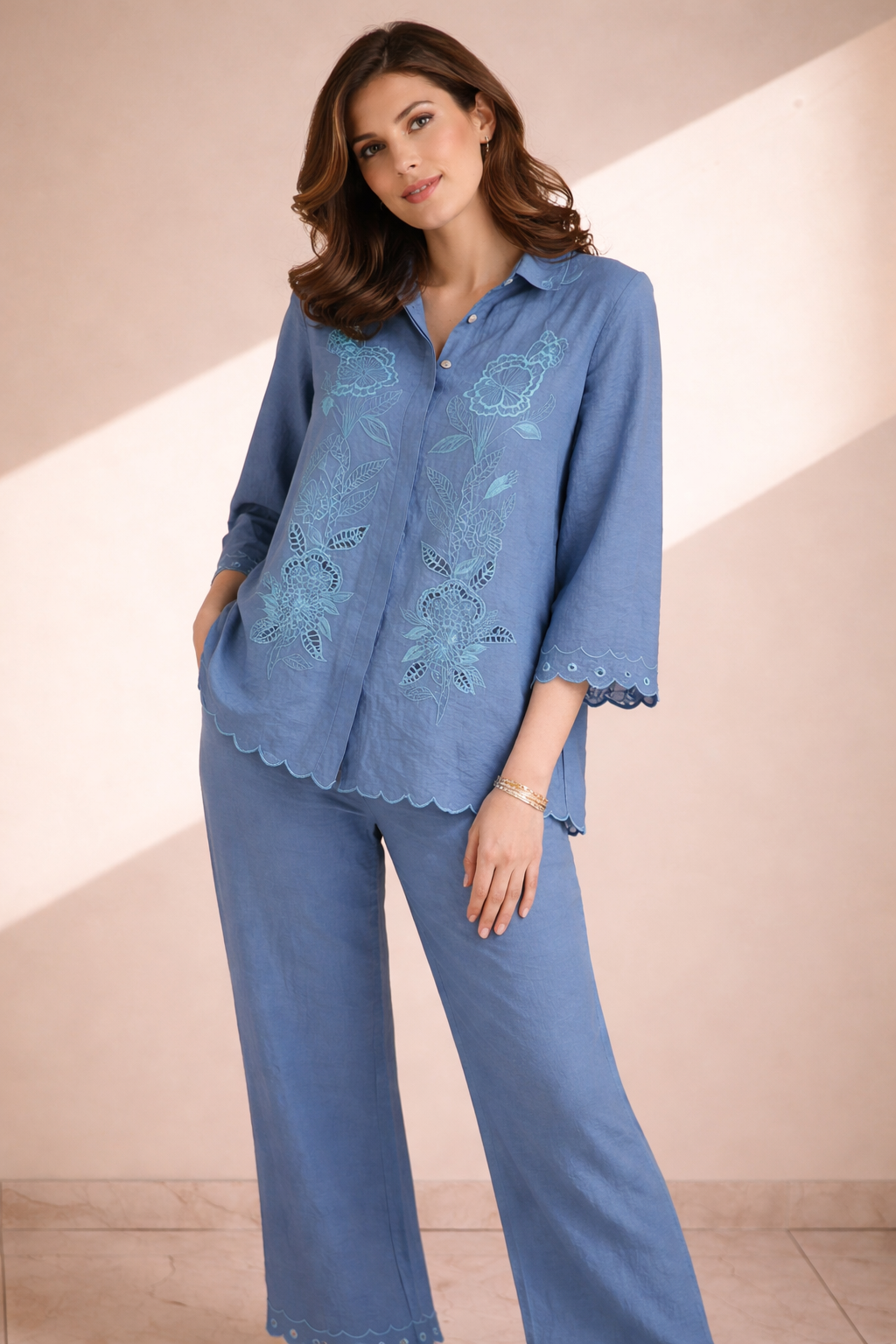 Powder Blue Embroidered Co-Ord Set