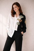 Black & White Floral Embroidered Shirt