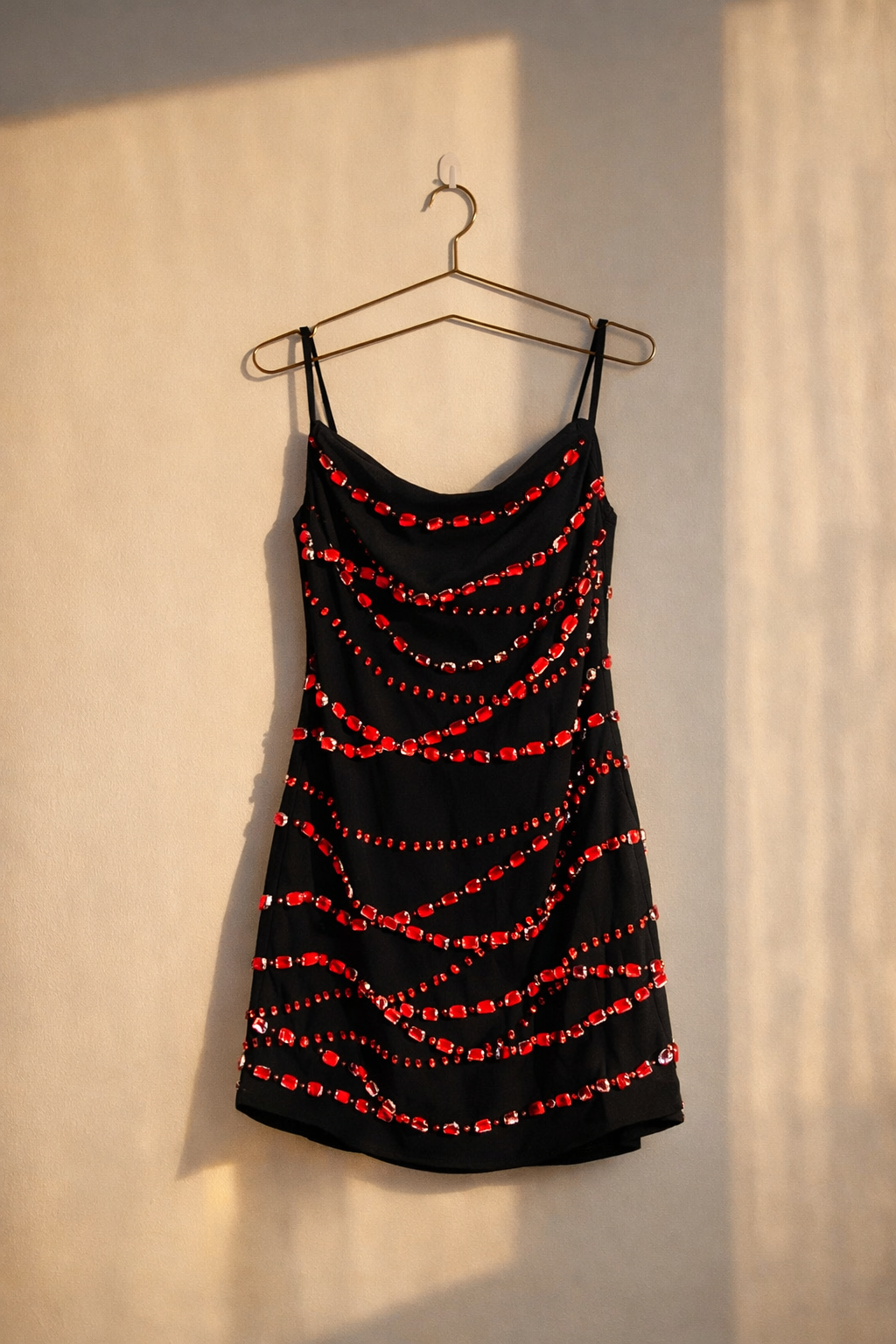 Midnight Ruby Embellished Mini Dress