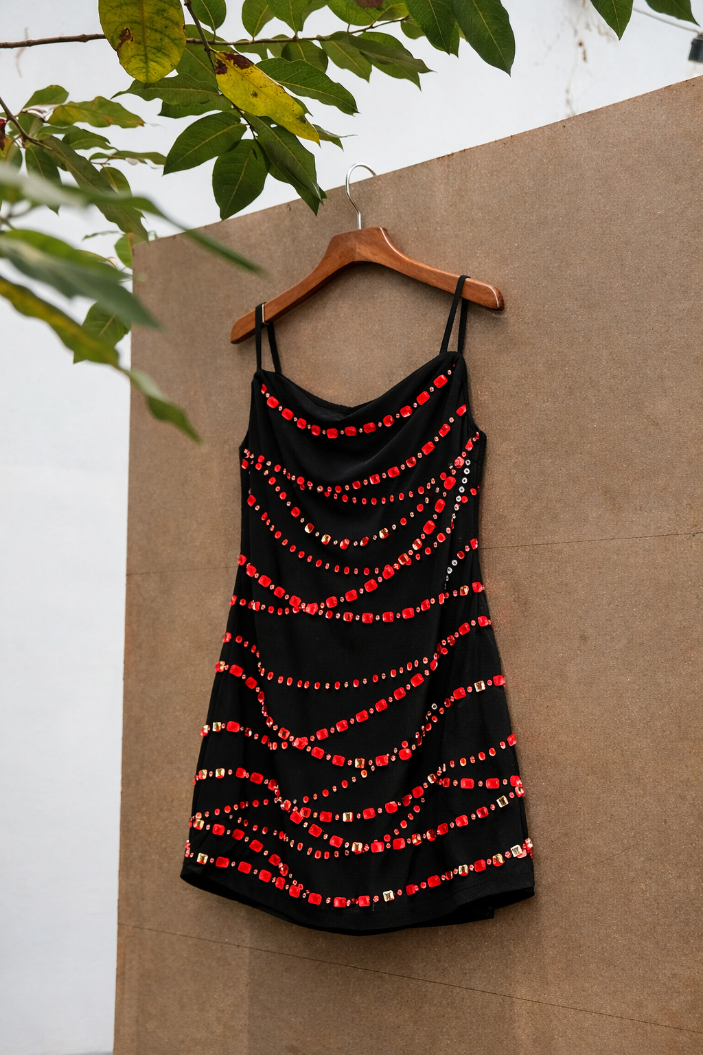 Midnight Ruby Embellished Mini Dress