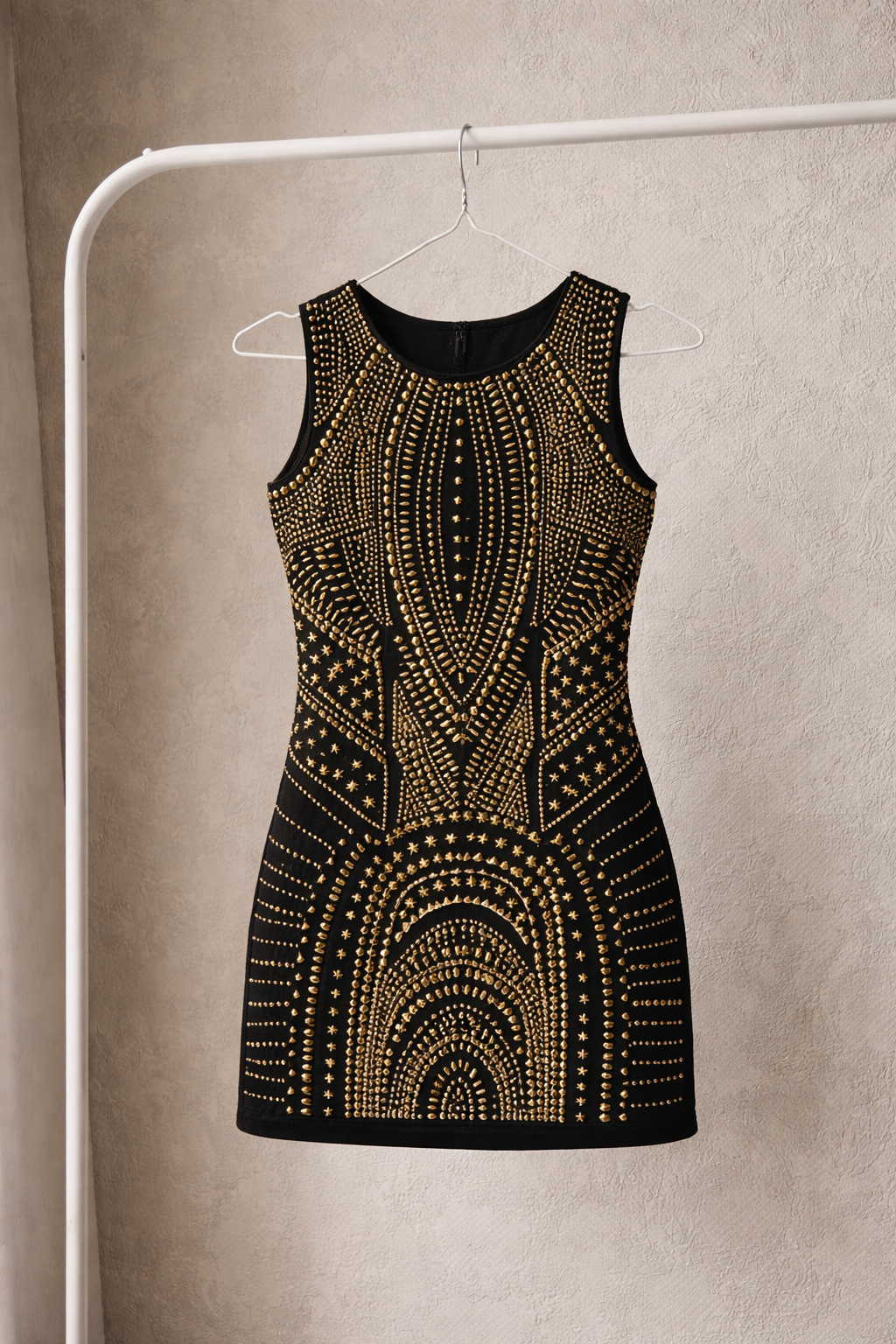 Midnight Gold Embellished Bodycon Dress