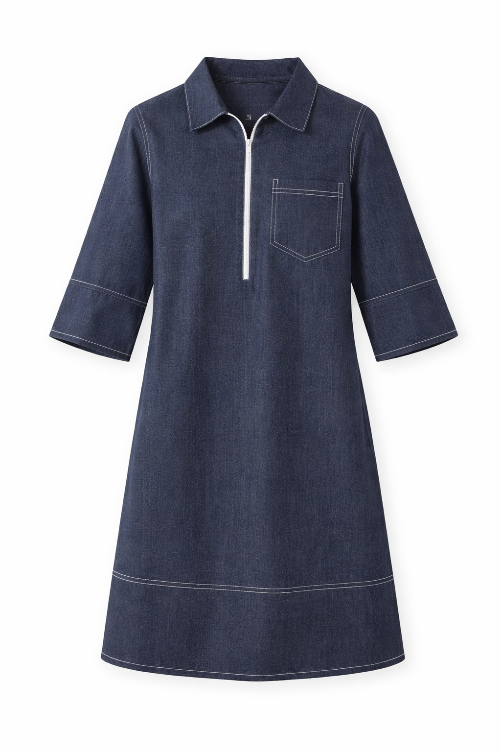Indigo Stitch Shirt Dress