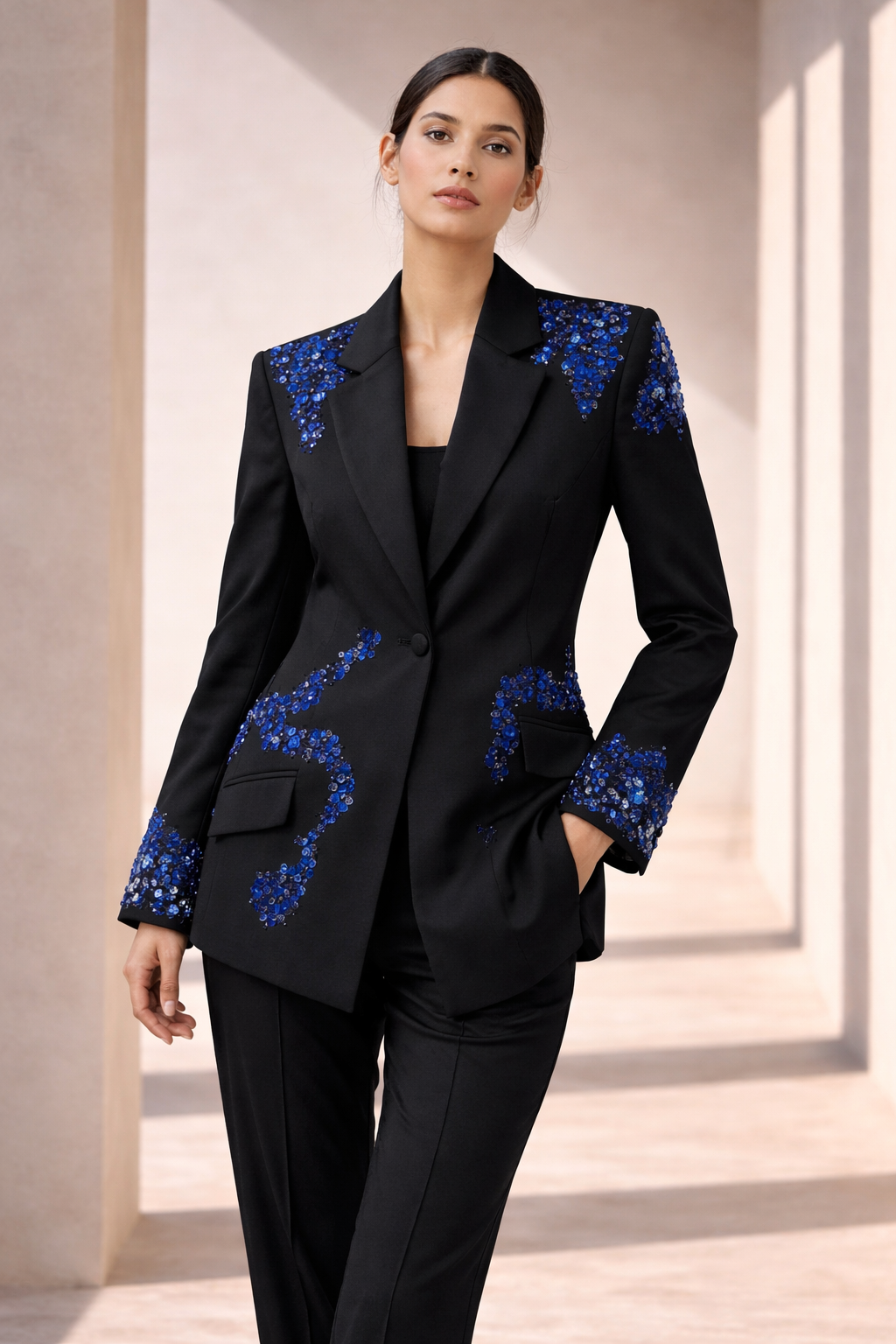 Black Sapphire Embellished Blazer