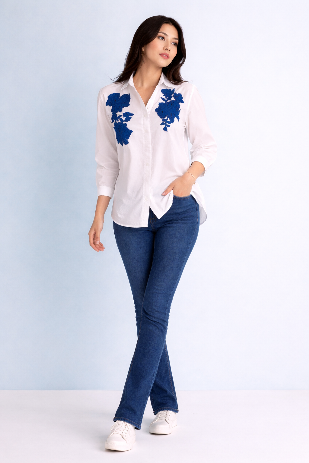 Ivory Bloom Appliqué Shirt