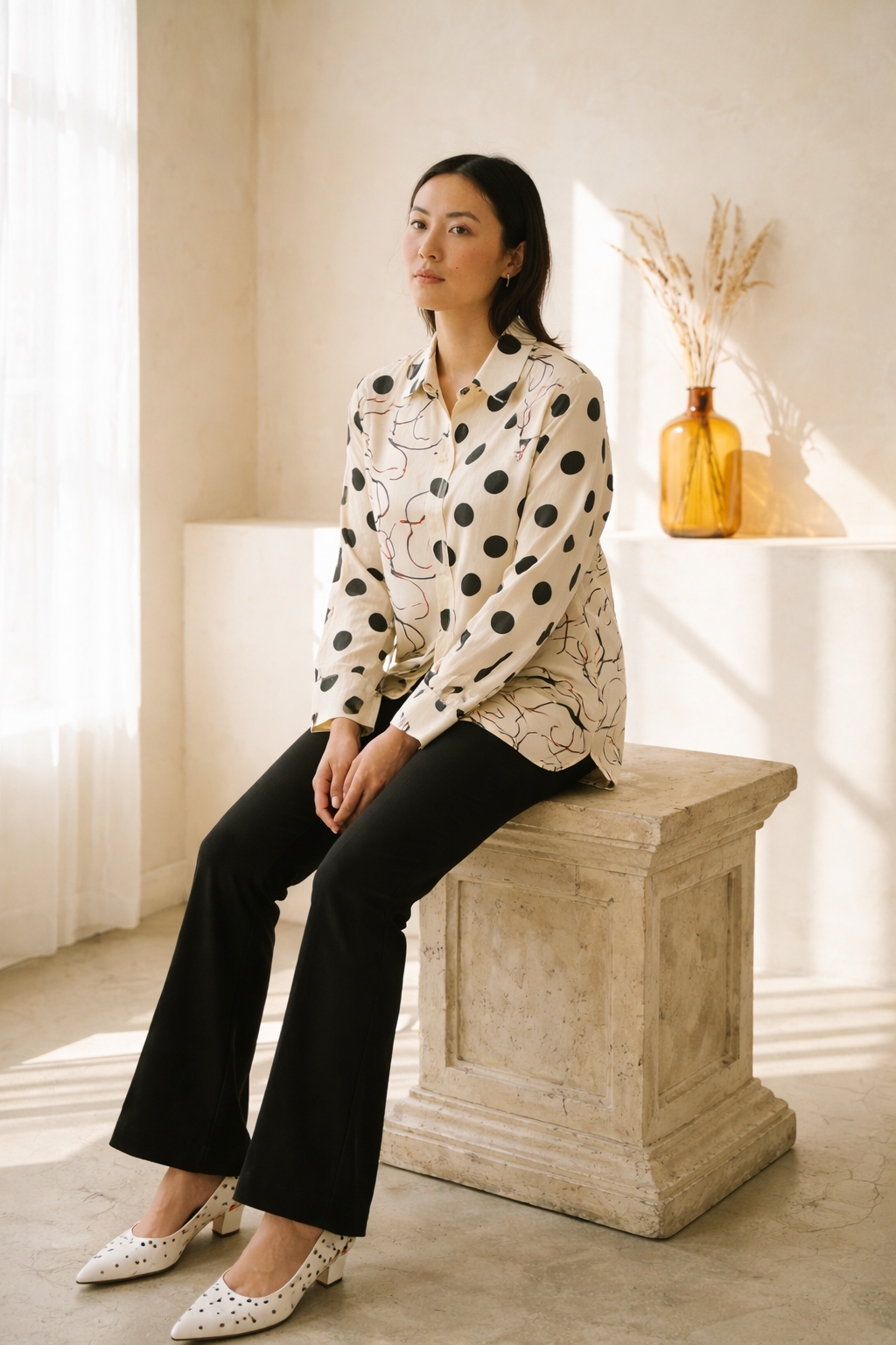 Ivory Muse Polka Abstract Shirt