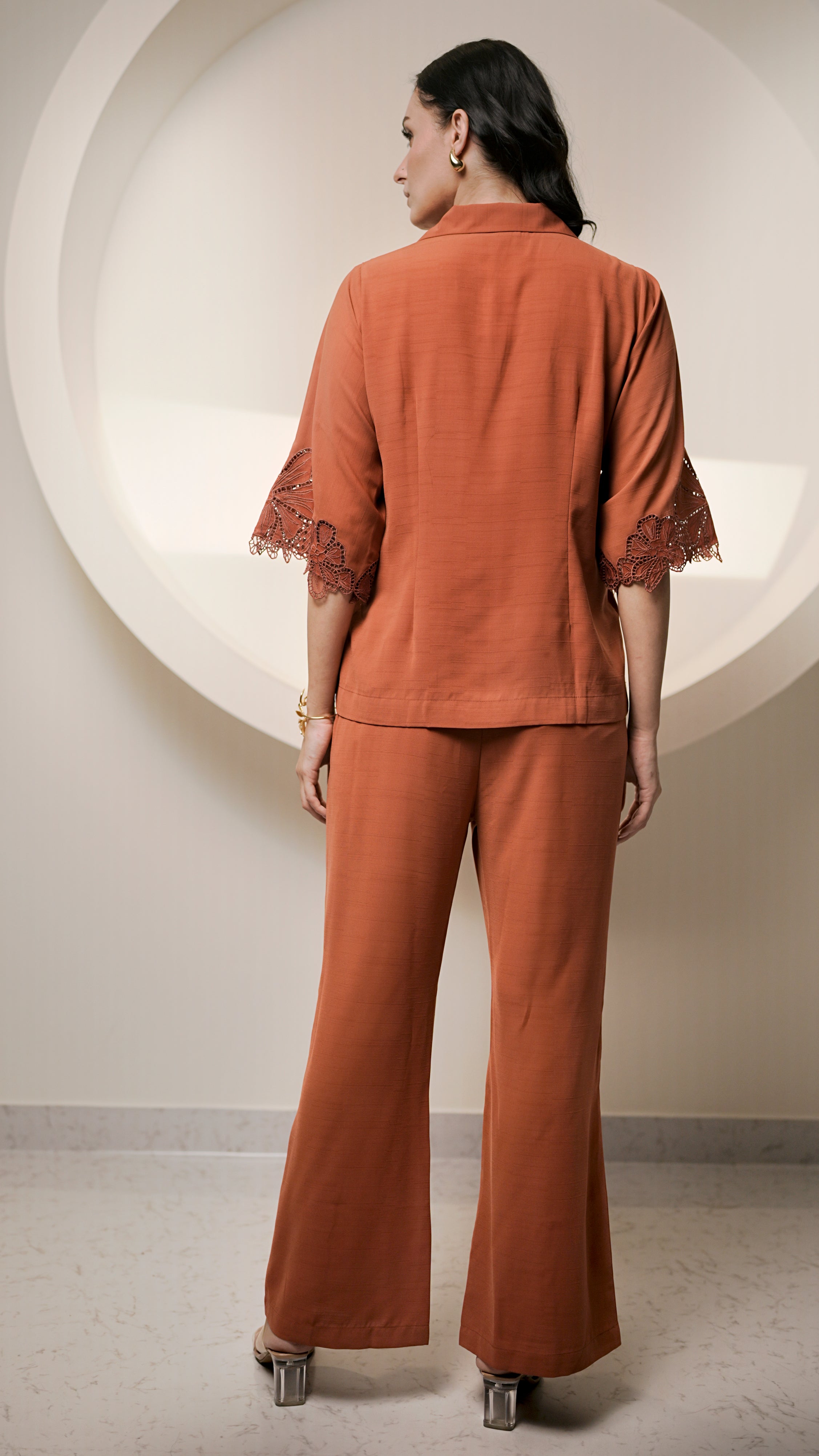 Terracotta Bloom Cutwork Co-Ord Set