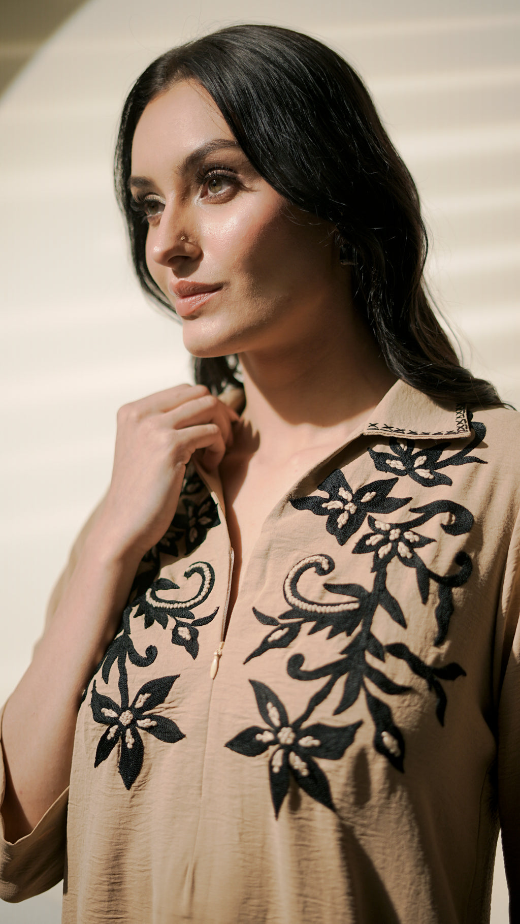 Sandstone Vine Embroidered Co-Ord Set