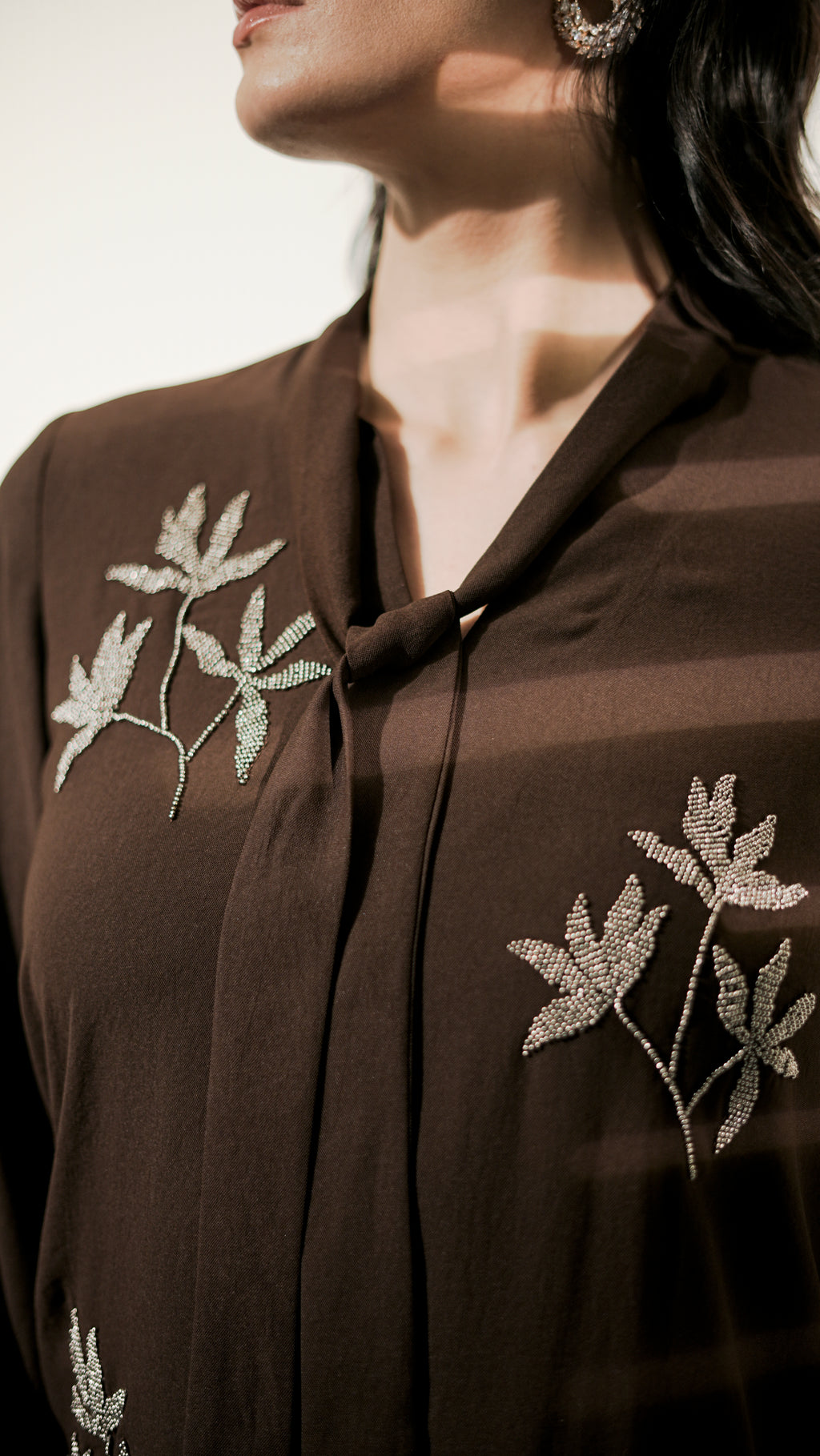 Mocha Leaf Embroidered Co-Ord Set