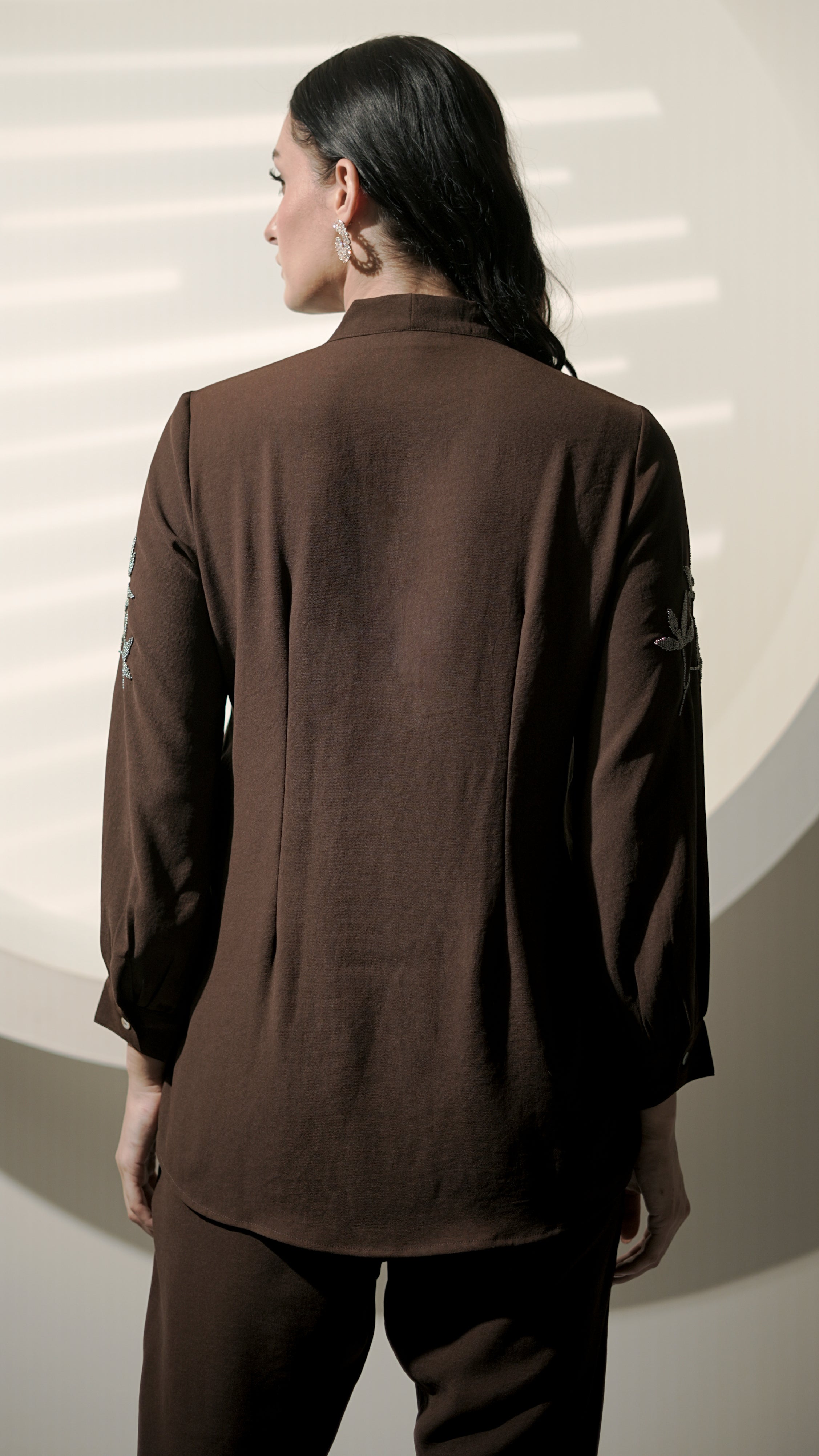 Mocha Leaf Embroidered Co-Ord Set