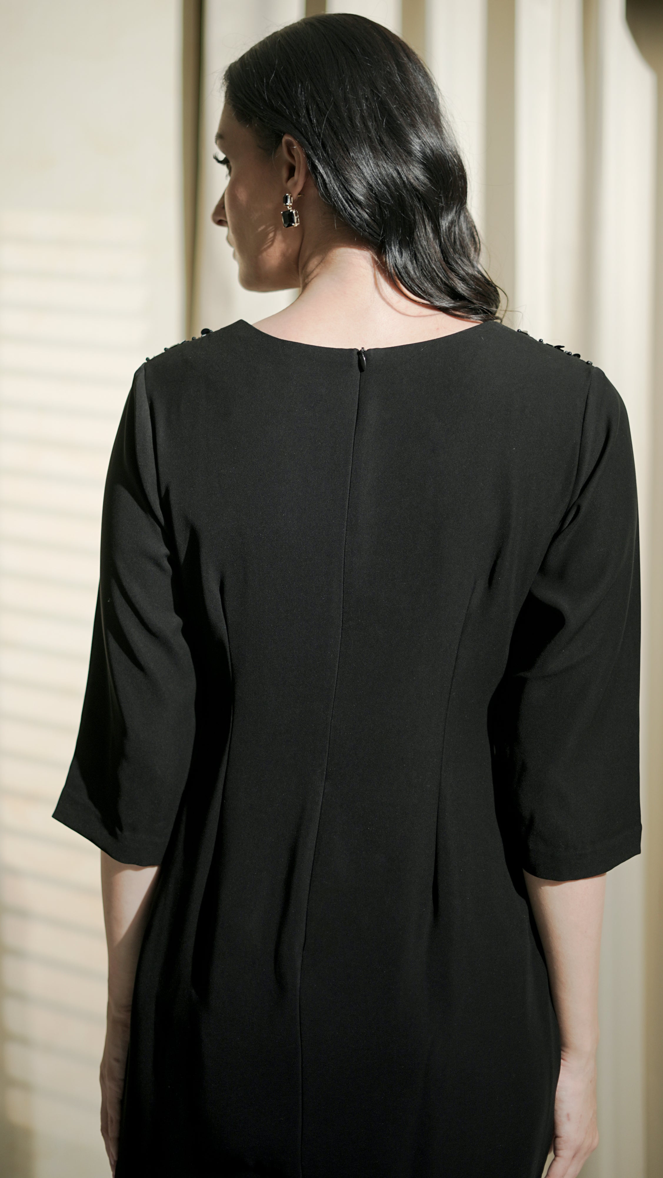 Noir Eclipse Embellished Mini Dress