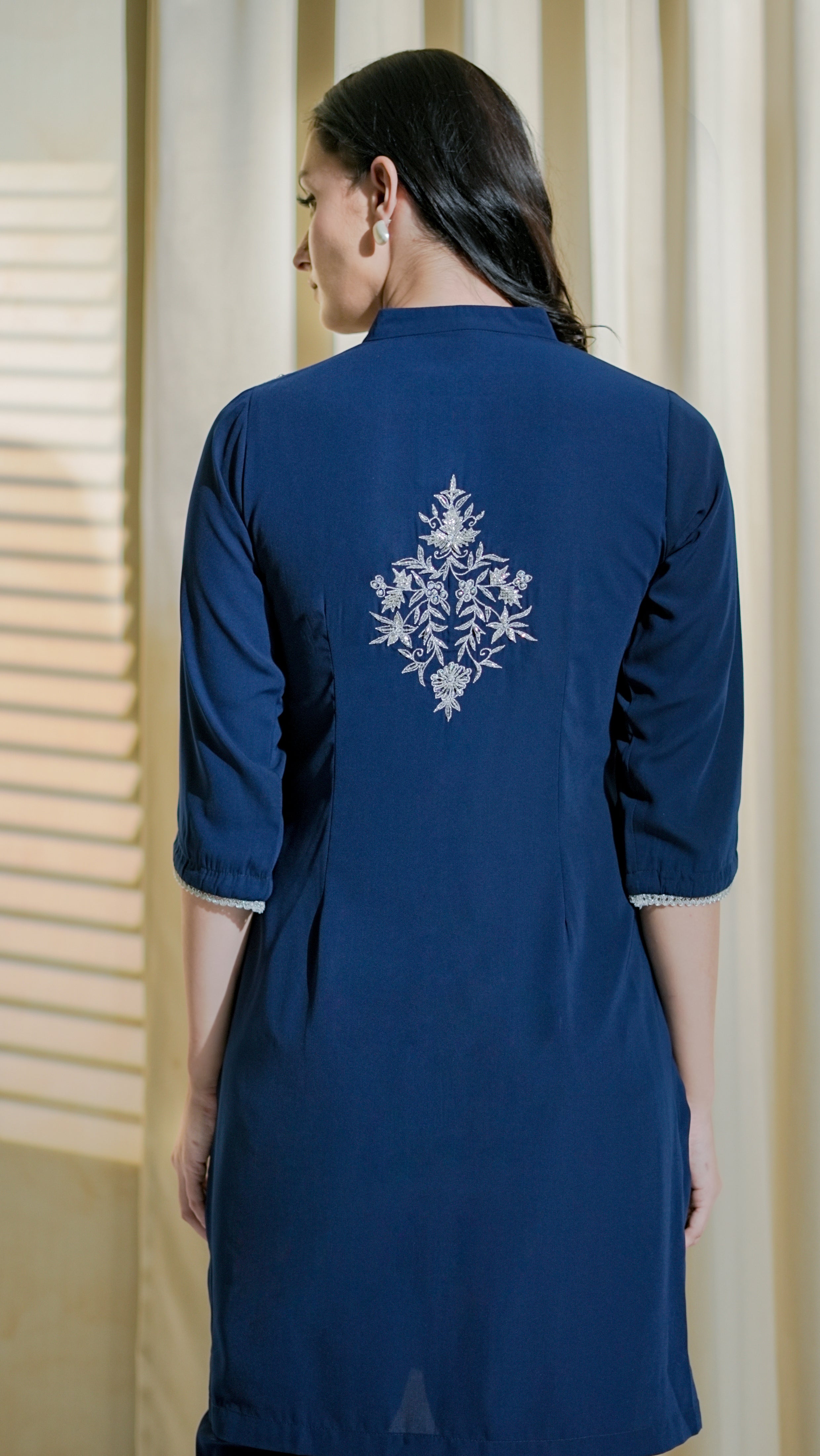 Midnight Blue Embroidered Kurta Co-Ord Set