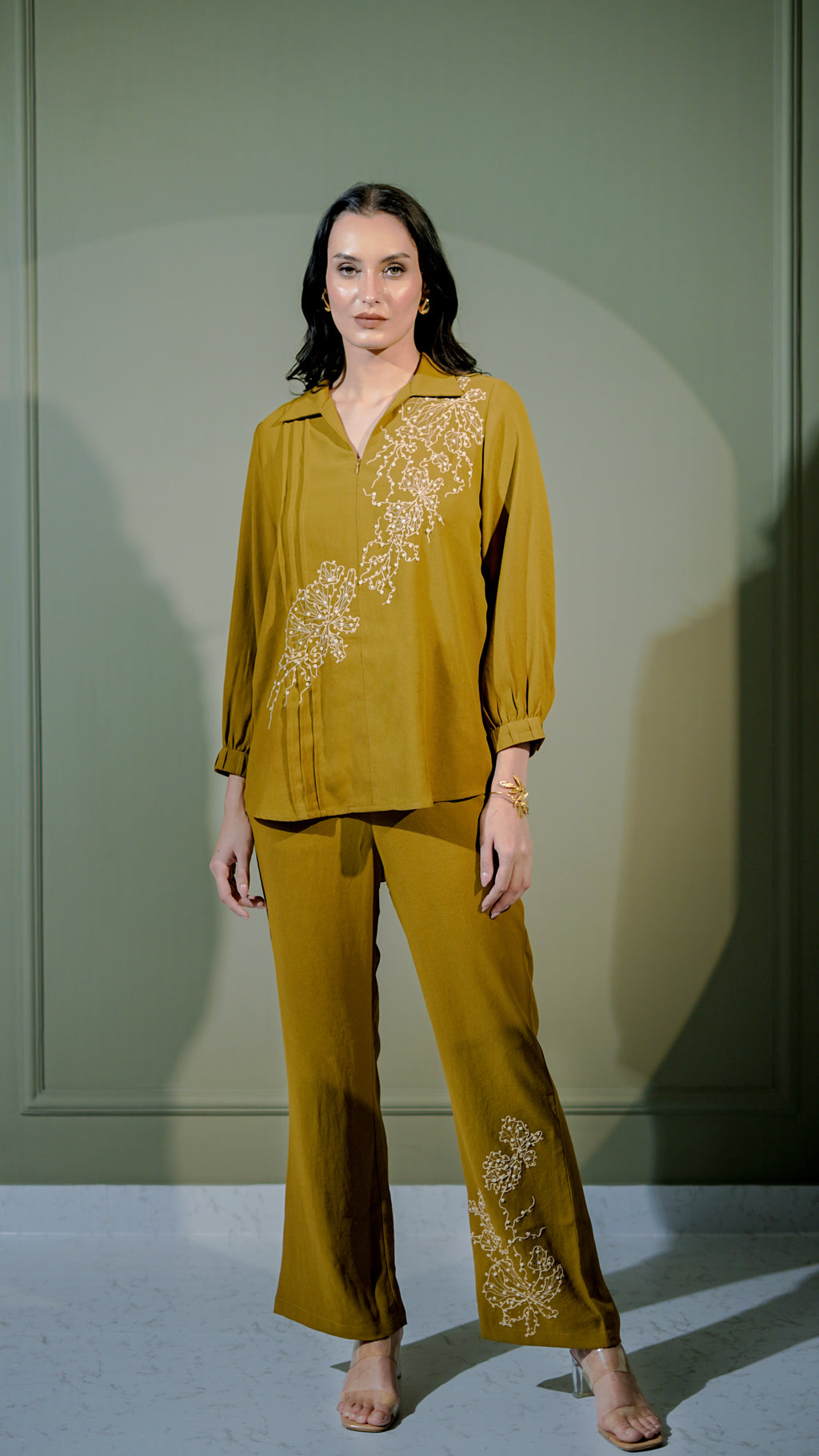 Mustard Embroidered Co-Ord Set