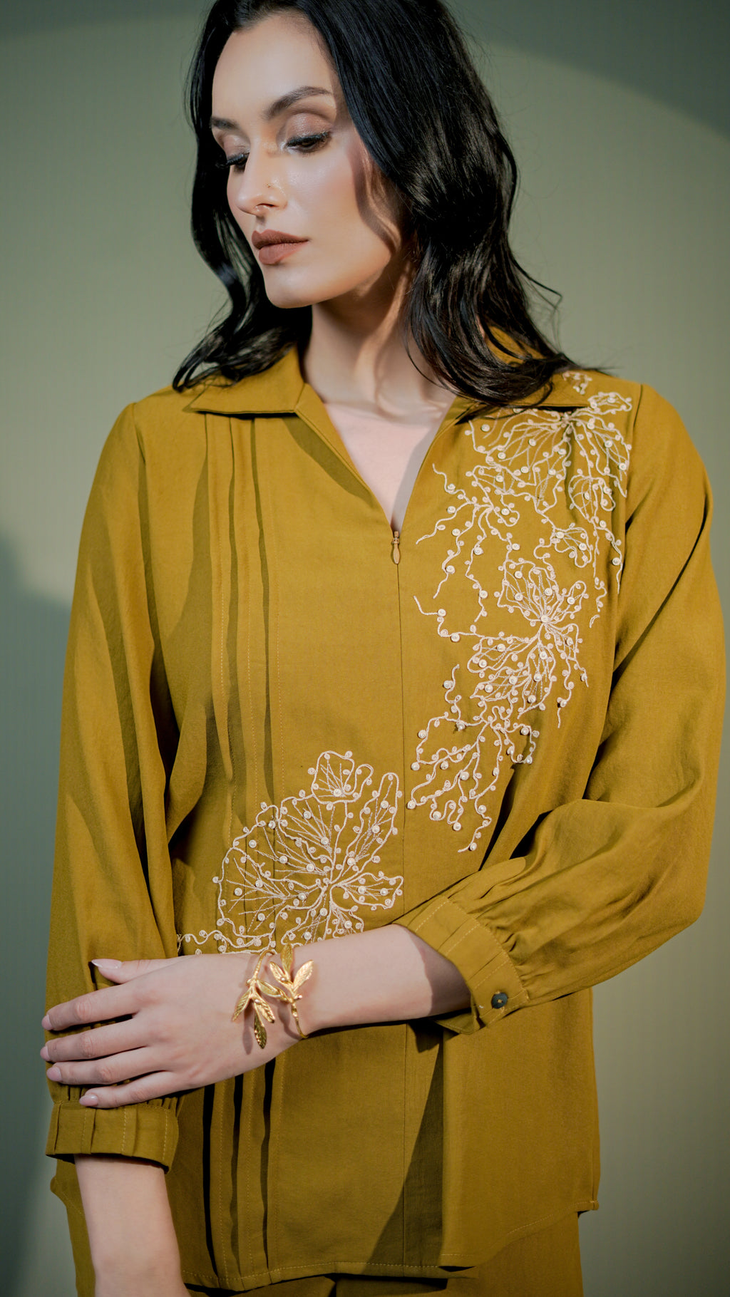 Mustard Embroidered Co-Ord Set