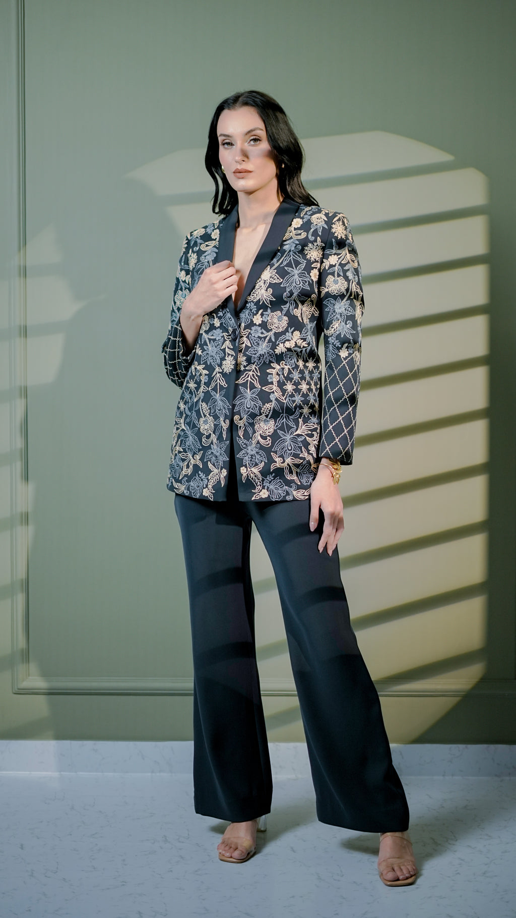 Floral Embroidered Couture Blazer Set