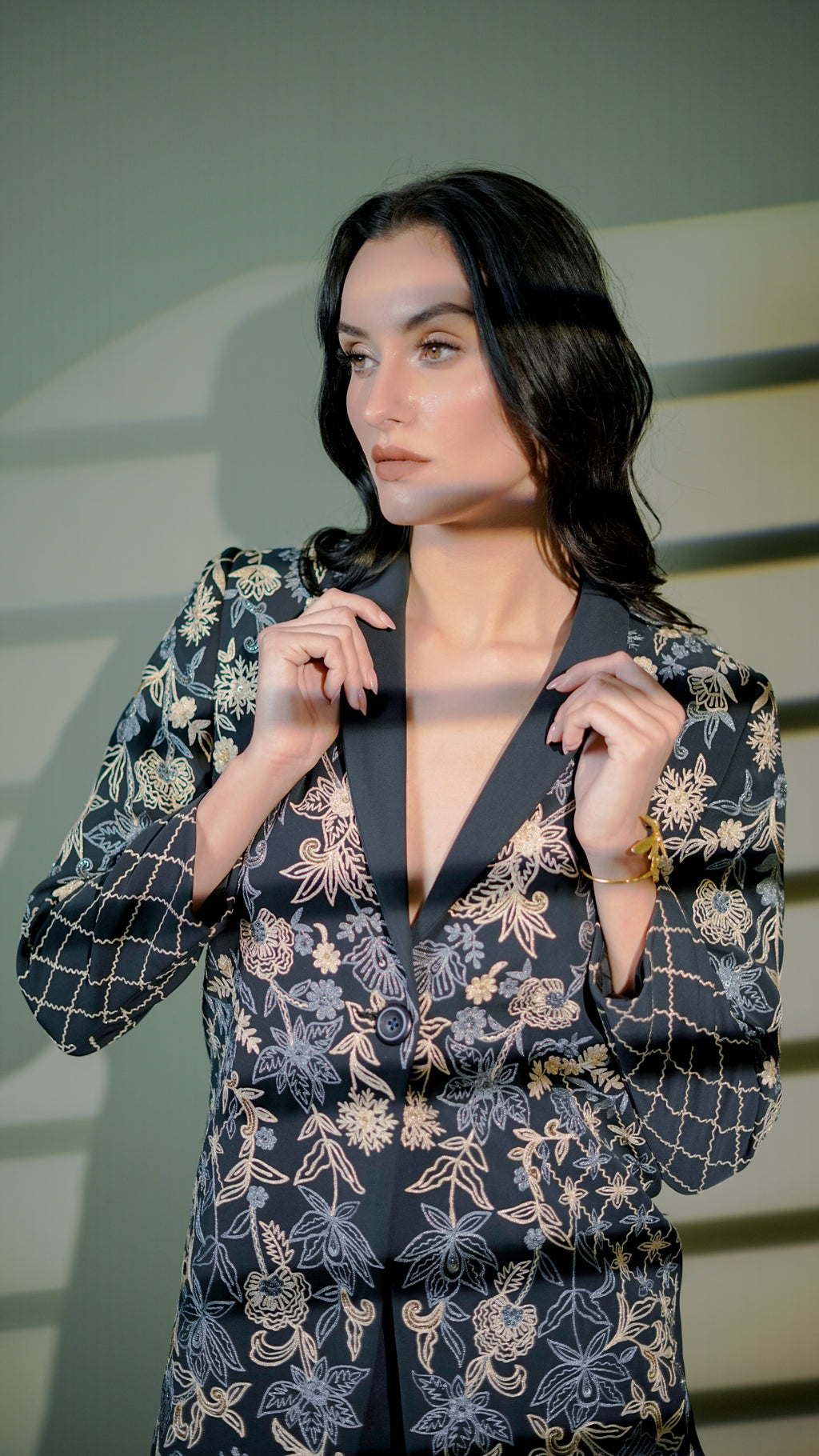 Floral Embroidered Couture Blazer Set