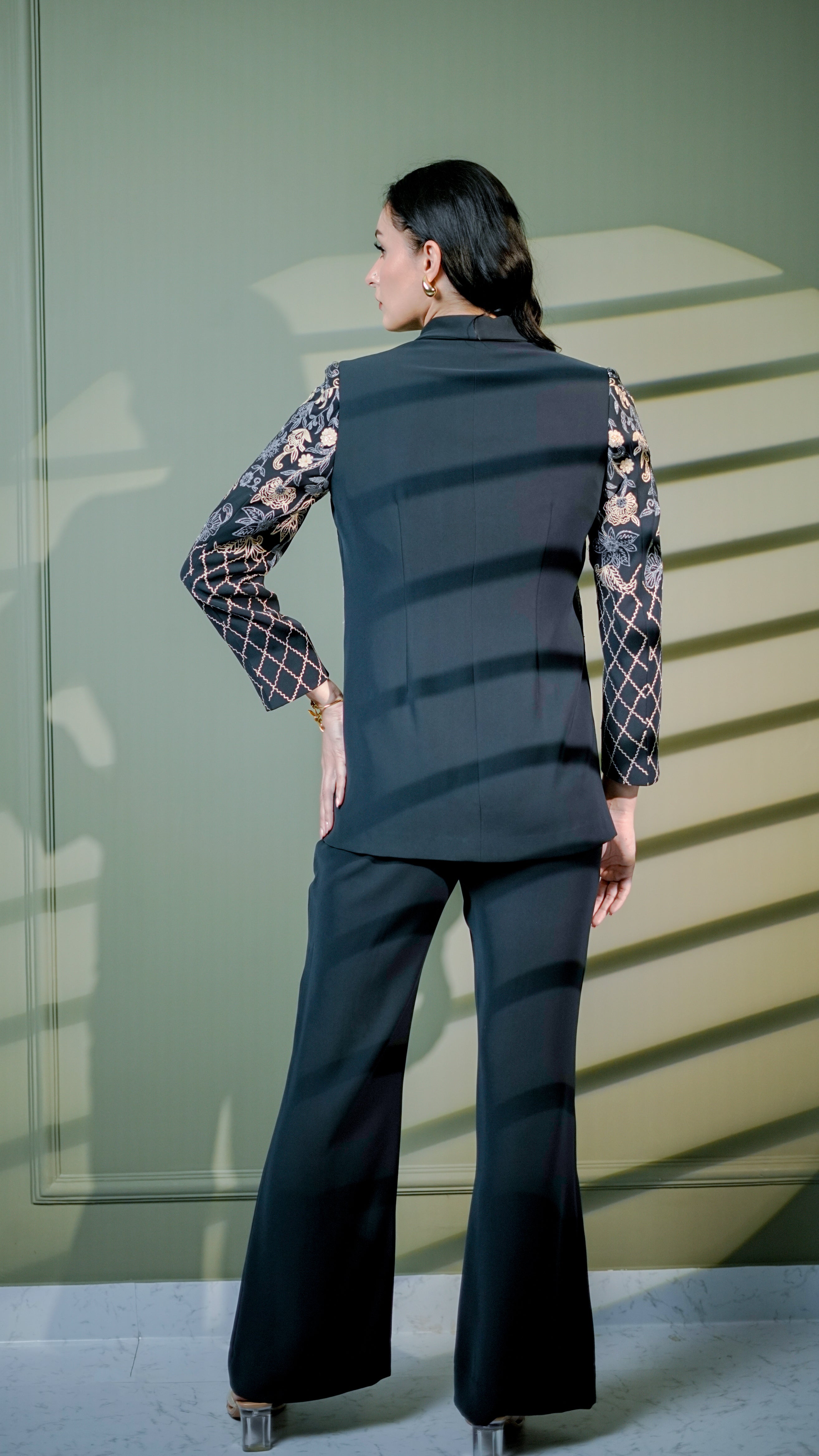 Floral Embroidered Couture Blazer Set