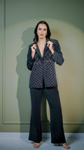 Embellished Grid Couture Blazer Set