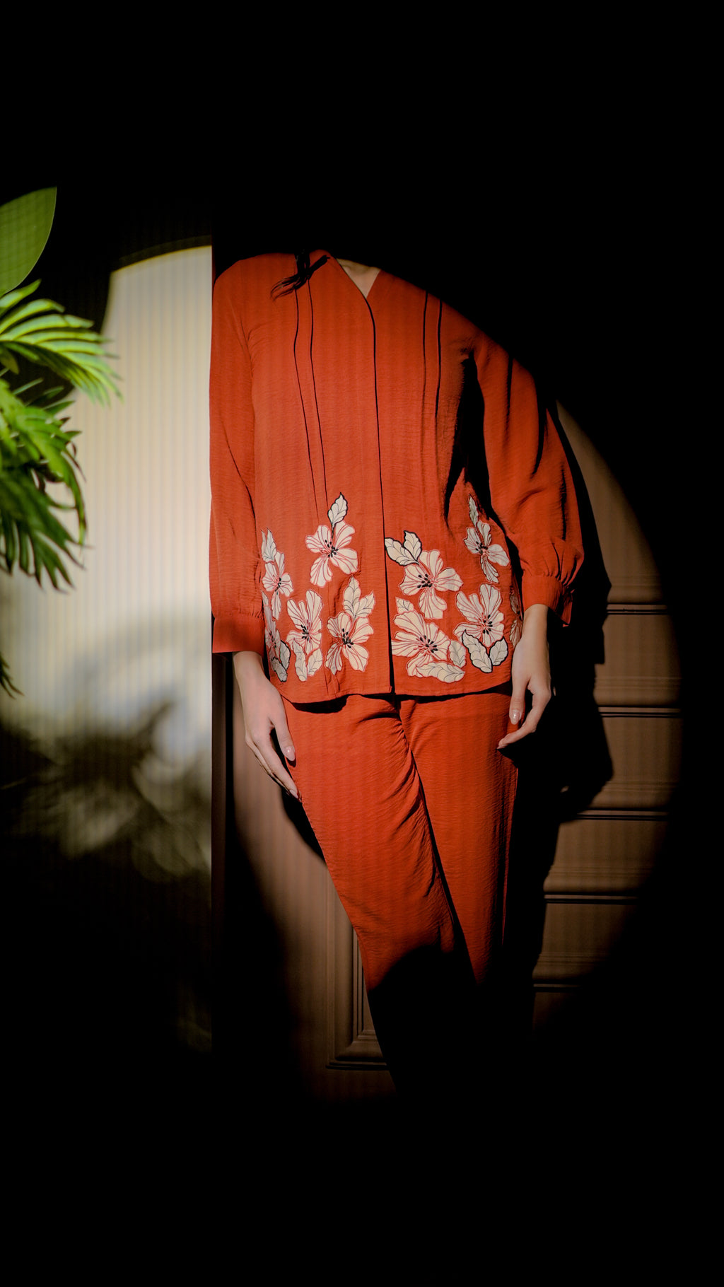 Rust Floral Embroidered Co-Ord Set