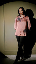 Rose Blush Embellished Satin Shirt