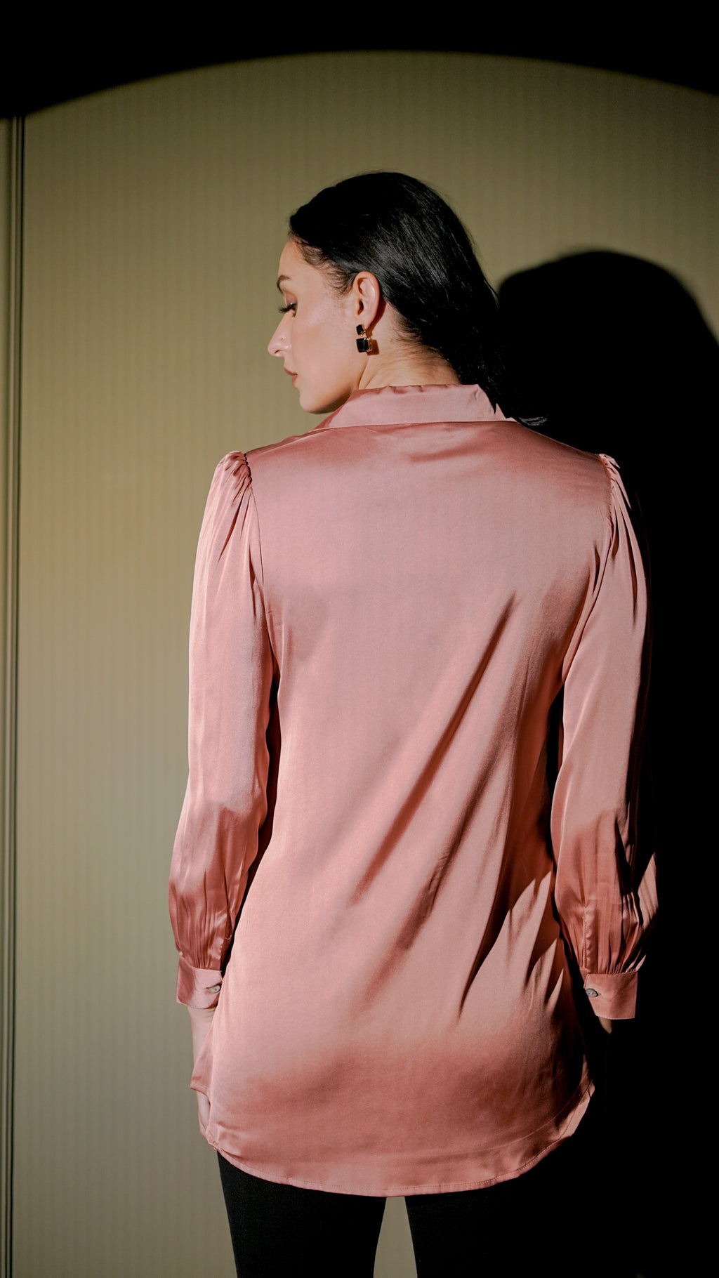 Rose Blush Embellished Satin Shirt
