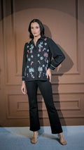 Black Botanical Print Shirt