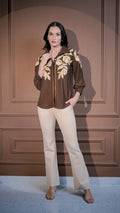 Brown Classic Embroidered Shirt