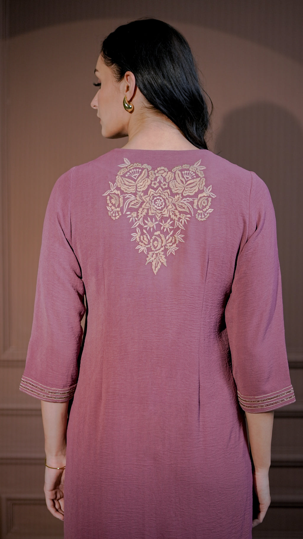 Mauve Embroidered Kurta Set