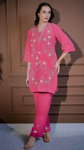 Pink Embroidered Kurta Set