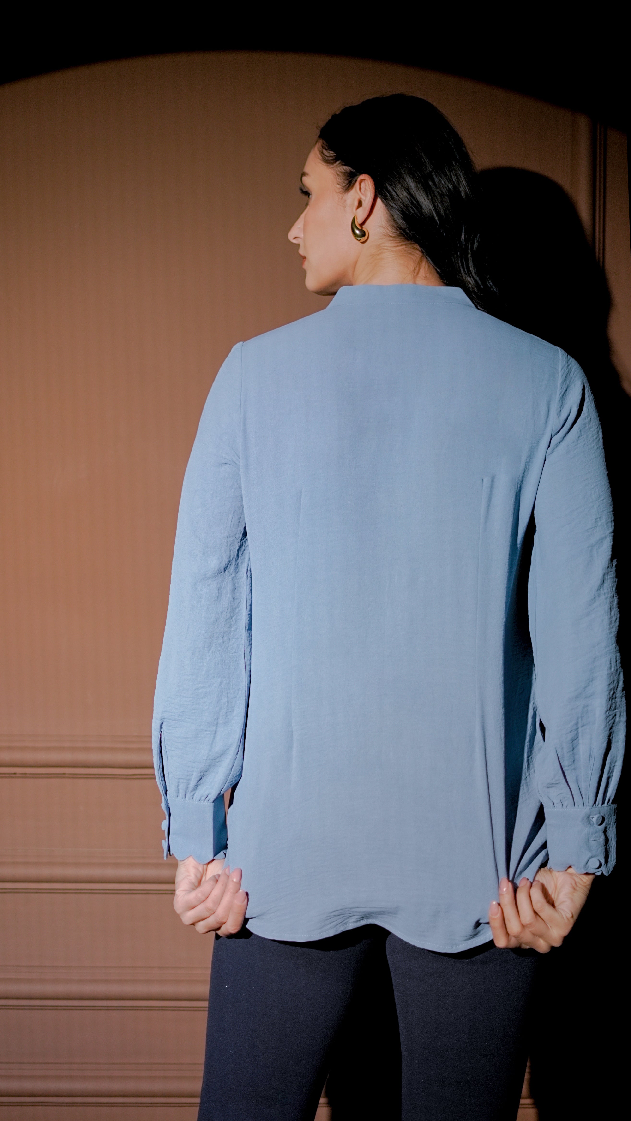 Powder Blue Floral Embroidered Top Set