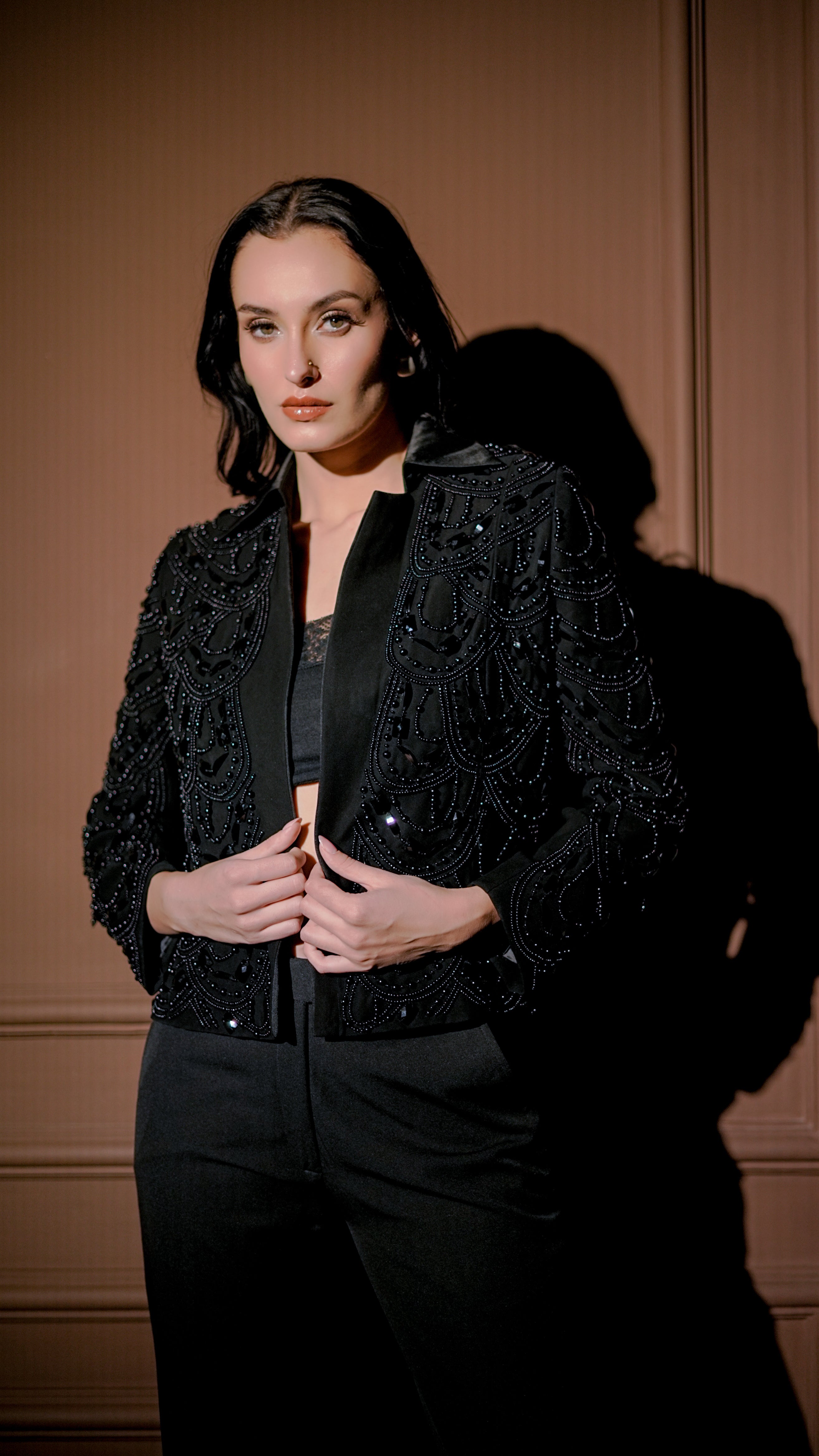 Black Embellished Evening Blazer