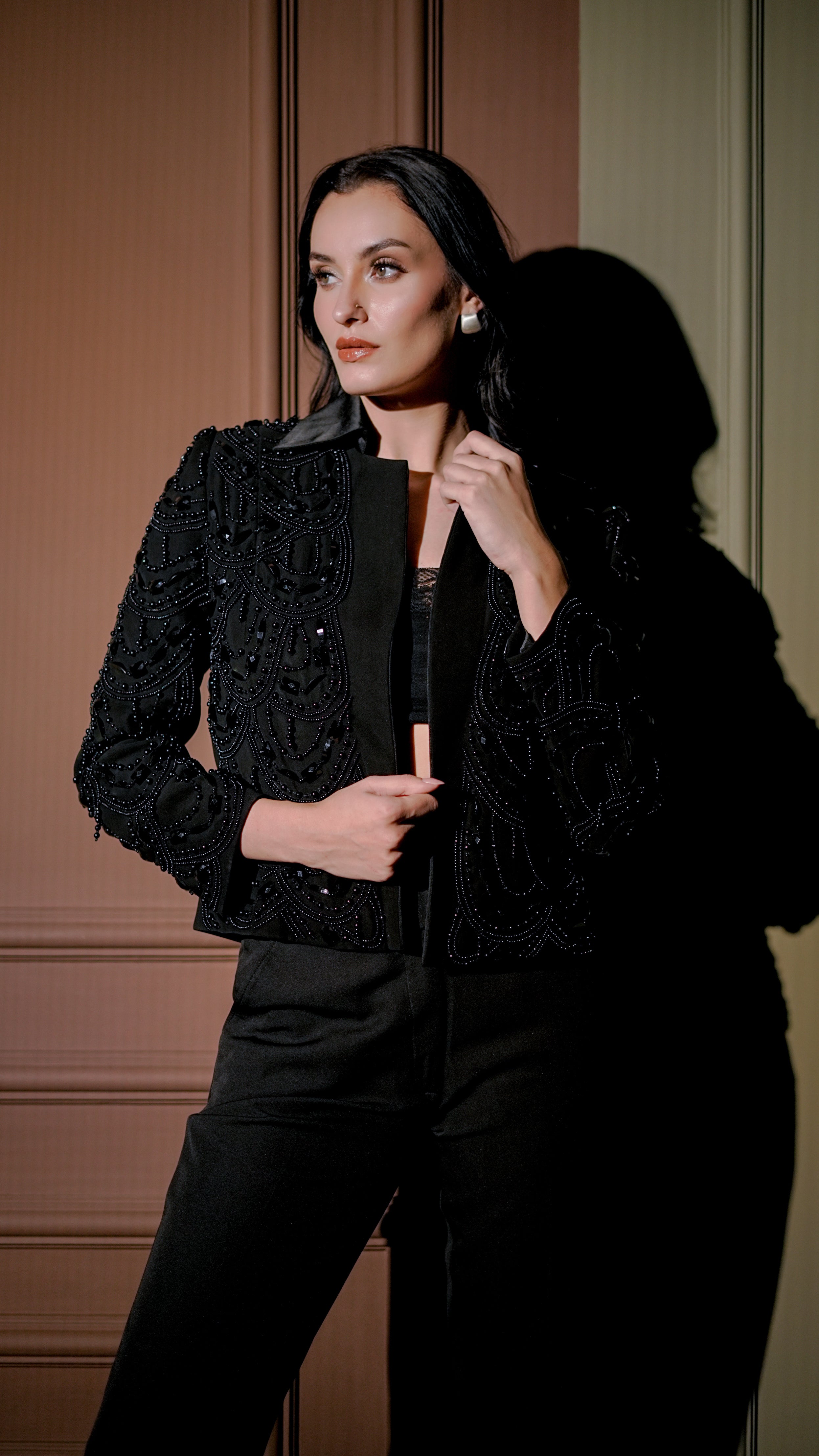 Black Embellished Evening Blazer