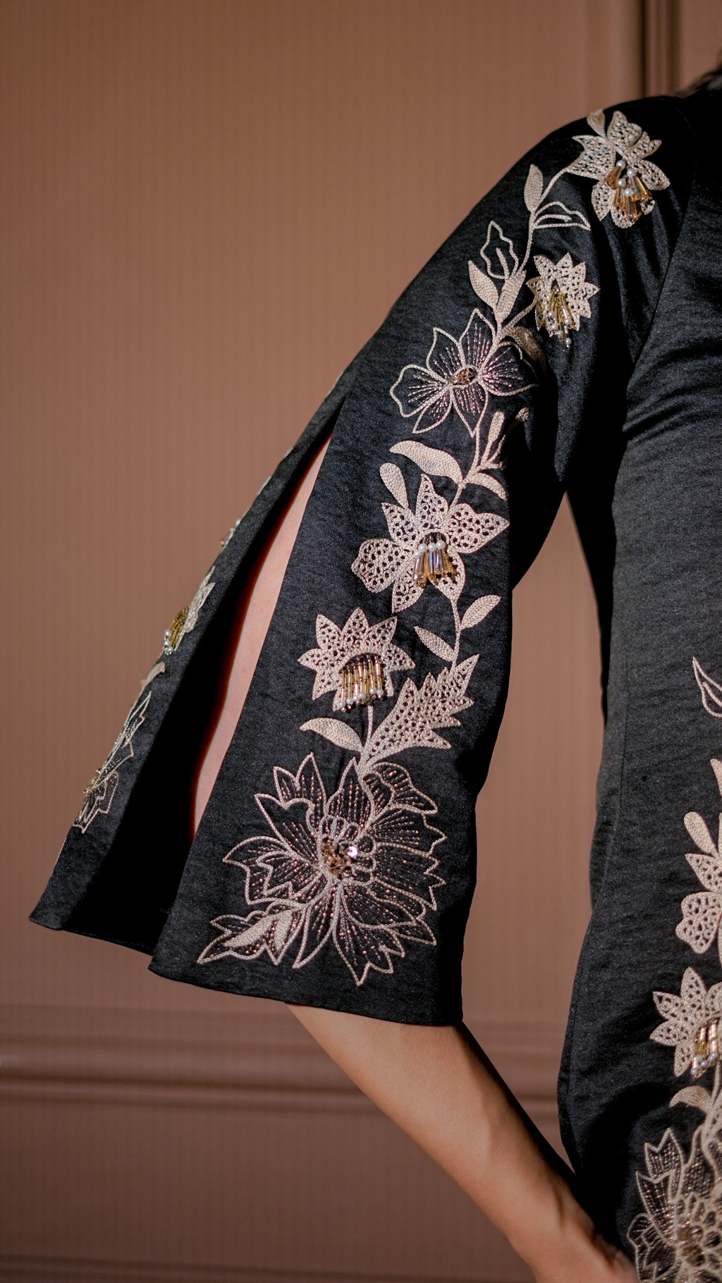 Black Floral Embroidered Top