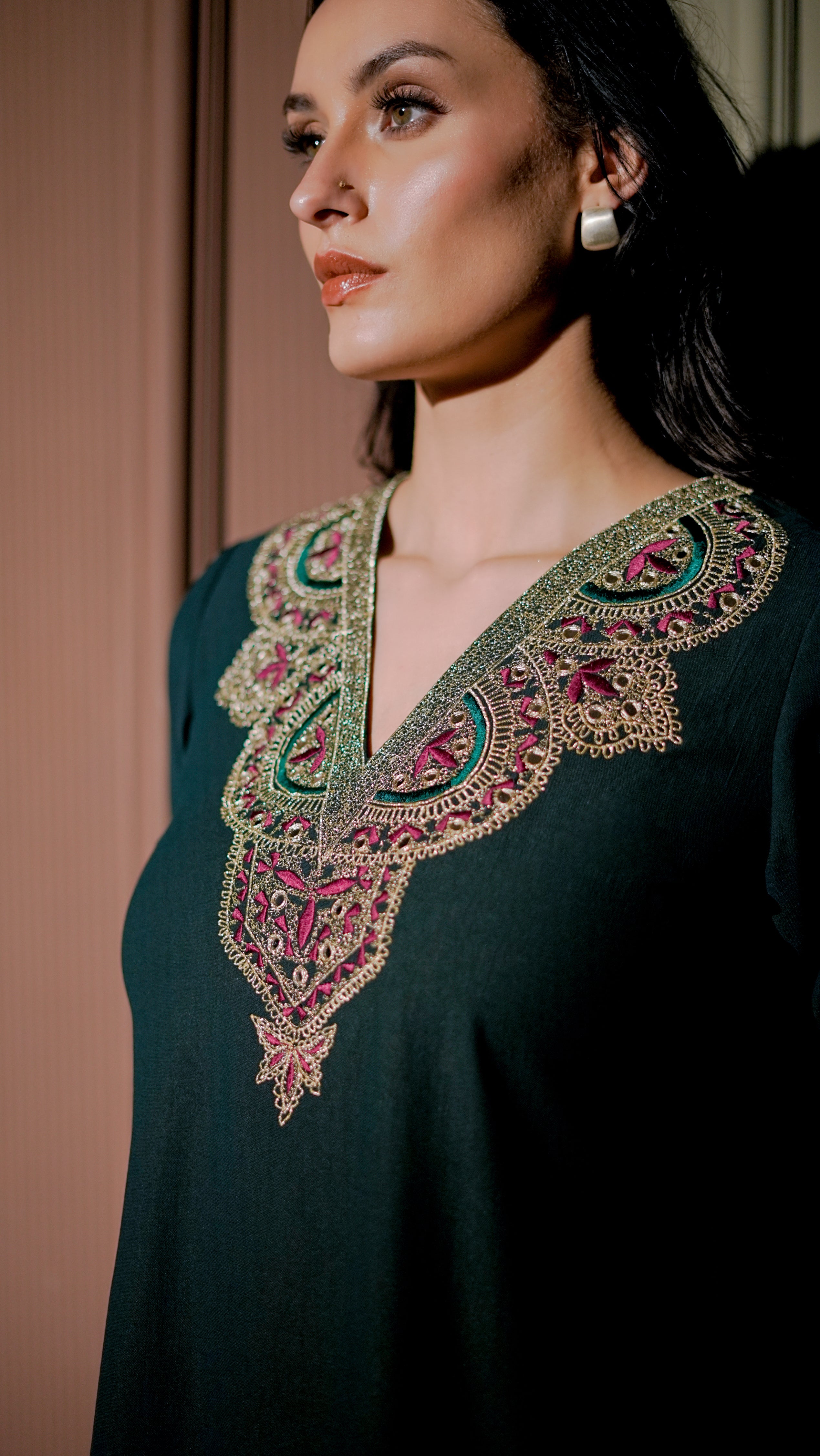 Emerald Green Embroidered Kurta Set