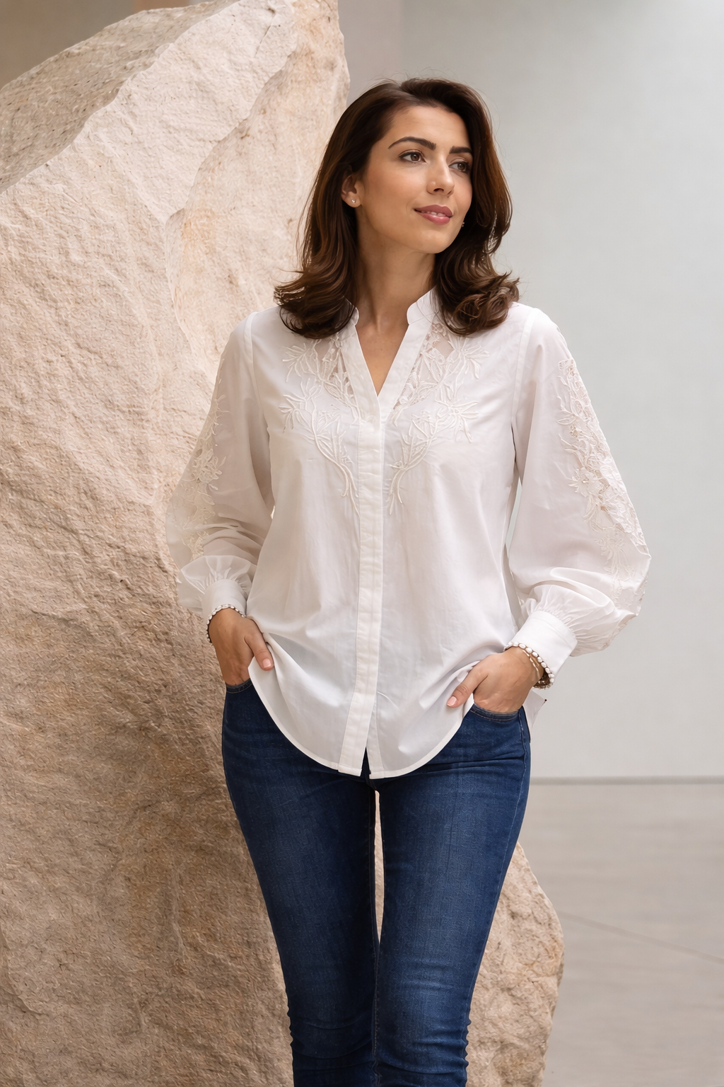 Ivory Grace Embroidered Shirt