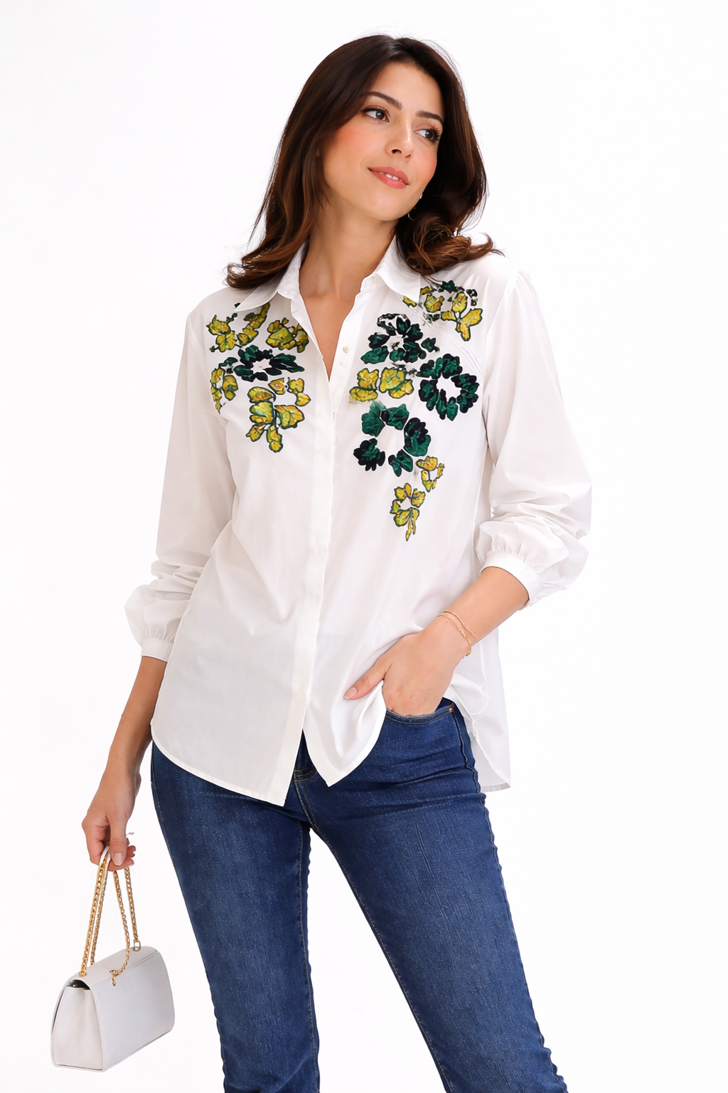 Ivory Meadow Embroidered Shirt