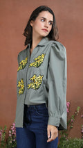 Olive Spark Botanical Sequin Shirt