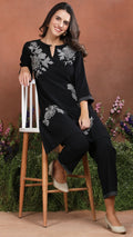 Midnight Bloom Embroidered Cotton Set