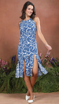 Blue Breeze Abstract Multi Slit Dress