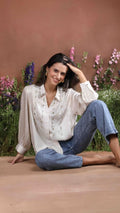 Ivory Mist Subtle Sequin Shirt