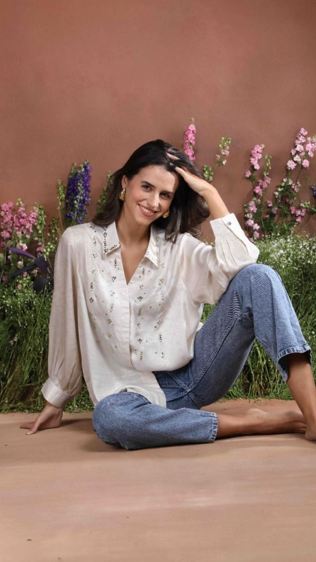 Ivory Mist Subtle Sequin Shirt