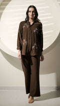 Mocha Leaf Embroidered Co-Ord Set