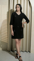 Noir Eclipse Embellished Mini Dress