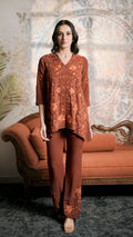 Rust Petal Embroidered Co-Ord Set